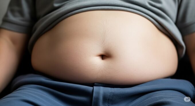 Perut seorang pria dengan obesitas