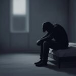 Siluet orang mengalami depresi