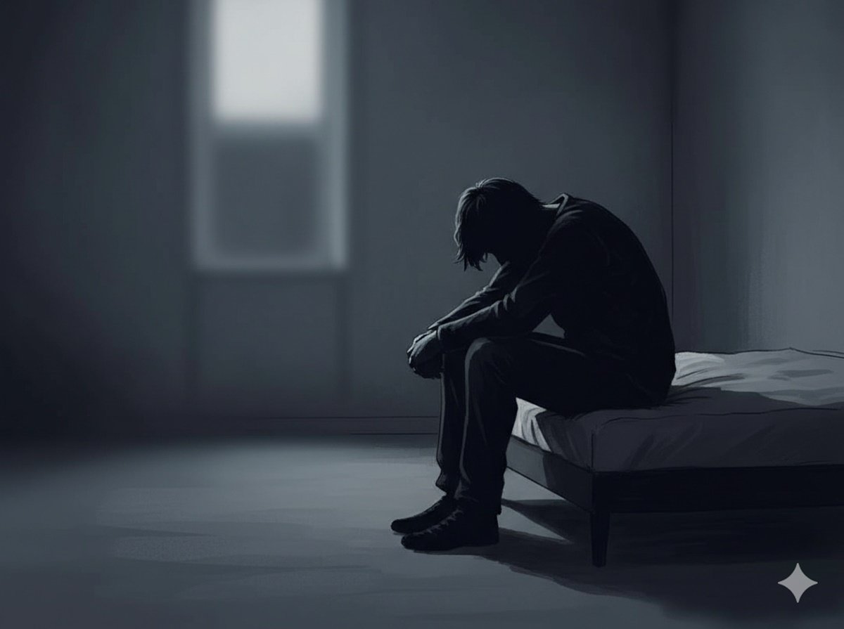Siluet orang mengalami depresi