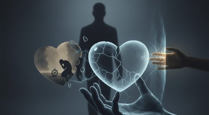 Siluet pria dengan gambar hati