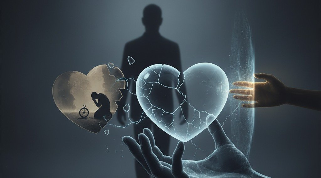 Siluet pria dengan gambar hati